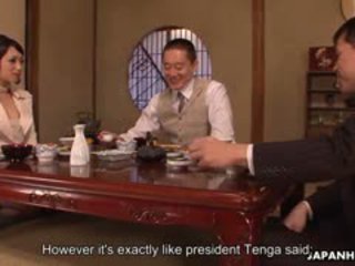 Pangunahing uri opisina babae yukina aoyama gets used after a dinner