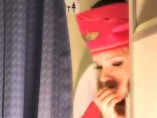 Sexy hostess gets fresco sperma aboard