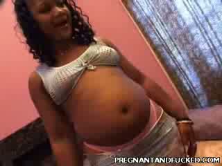 preggy ebony Showing Off Her Cooze