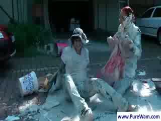 outdoor WAM scene with two messy women