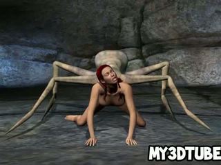 3d orang berambut pirang babe getting kacau oleh an asing spider