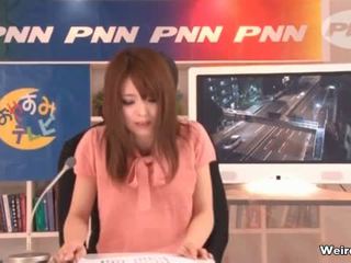 Horny Japanese News Reading Girl Gets