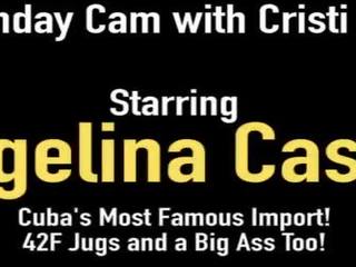 Curvy Cuban Angelina Castro & Thick Latina Cristi Ann Dildo Drill & Cum!