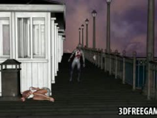 Busty 3D Cartoon Babe Getting Fucked By A Zombie