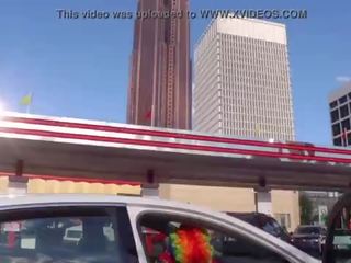 Juicy Tee Gets Fucked by Gibby The Clown on A Busy Highway During Rush Hour