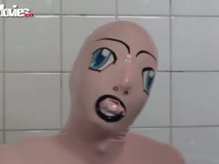 Tanja Takes A Bath In Her Latex Sex Doll Costume