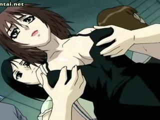Anime lesbijki rubbing okrągły cycki